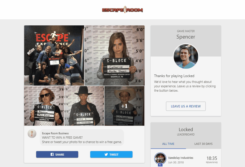 Escape Kit Debrief Page Desktop